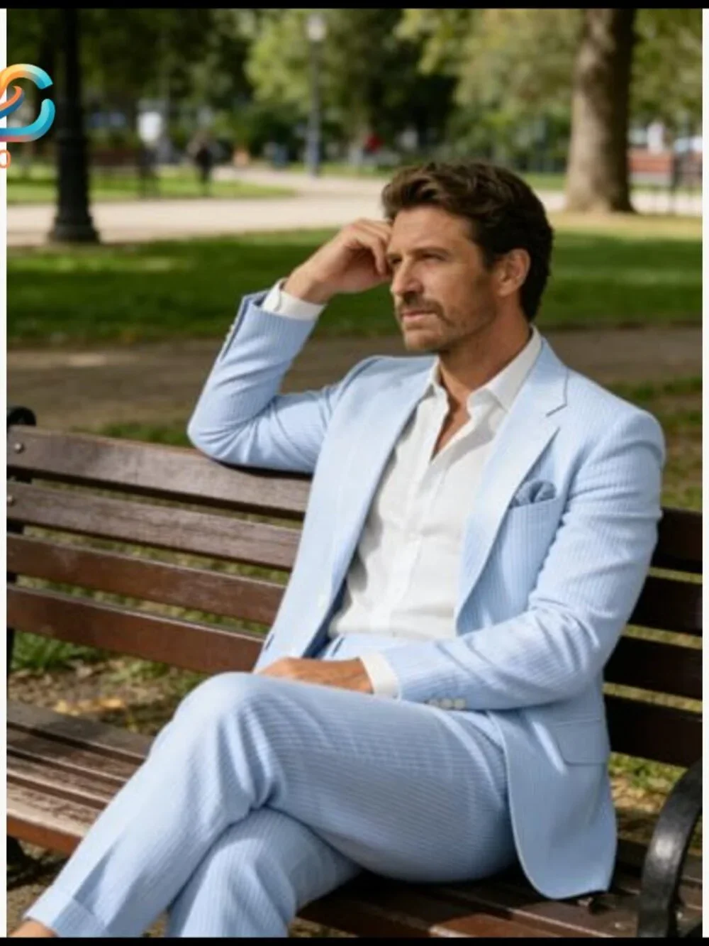 Men's Seersucker Suit 2-Piece Summer Wedding Prom Casual Fit